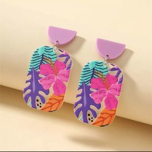 Retro 80s bright resin tropical style boho earrings new